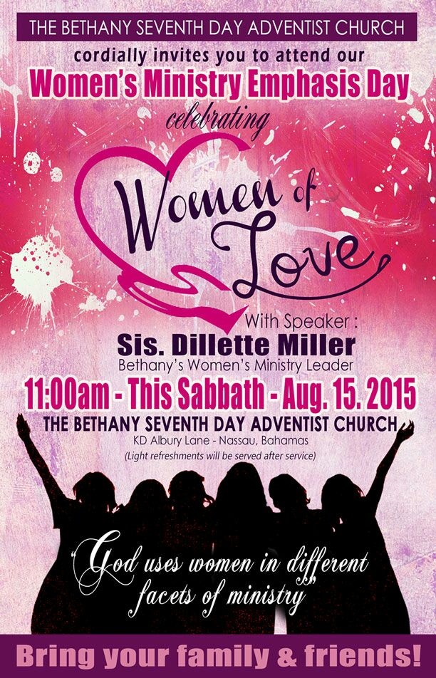 bethany seventh day adventist church announcements list flyer to honor women ministry